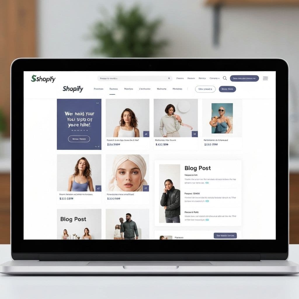 Modern Shopify store homepage design on laptop